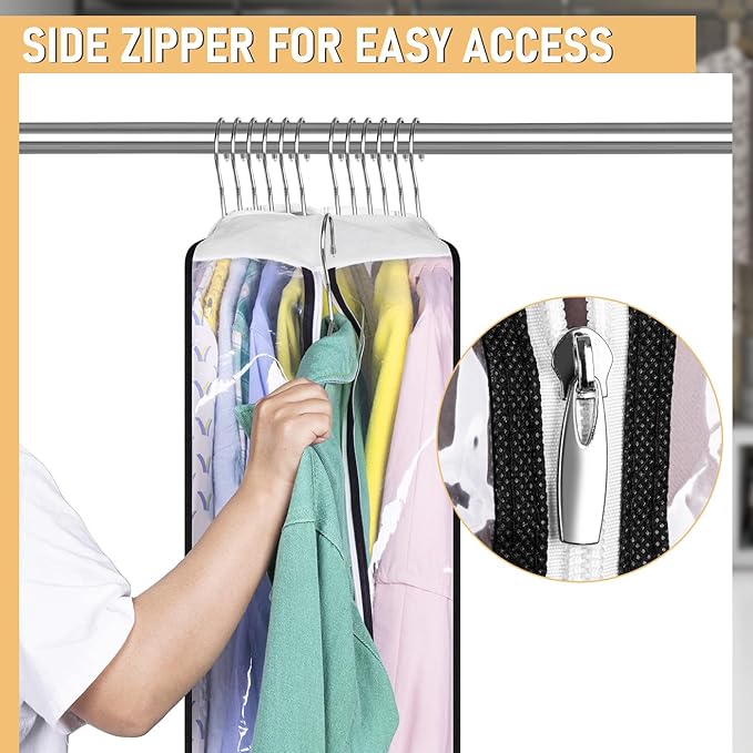 MISSLO 32" All Clear Garment Bags for Hanging Clothes 10" Gusseted Suit Bags for Closet Storage Suit Cover Hanging Clothes Storage for Shirts, Coats, 3 Packs