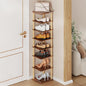 LUCKNOCK Vertical Shoe Rack, 8-Tier Tall Narrow Shoe Organizer for Entryway, Closet, Dorm & Small Spaces, Freestanding Wooden Shoe Shelf Tower for Boots, Sneakers, Heels. (Rustic Brown)