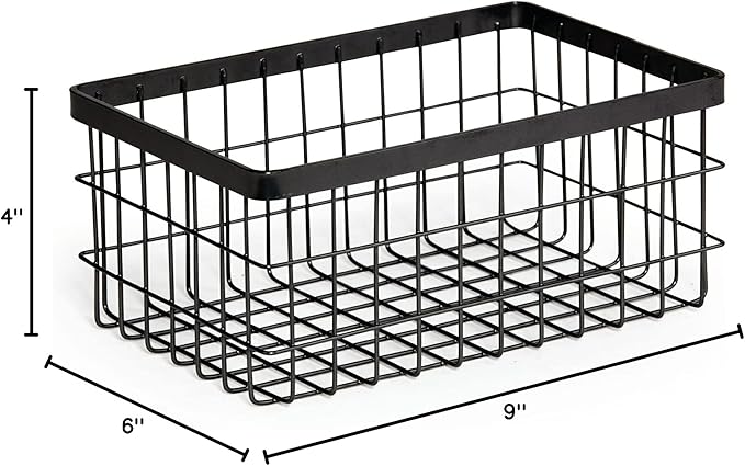 G.E.T. WB-964-MG Rectangular Metal Storage Wire Basket for Pantry, Produce and More, 9" x 6" x 4"