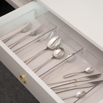 5 Pack Clear Plastic Drawer Organizer Tray Cutlery Utensil Makeups Drawer Silverware Organizers 6" X 9"