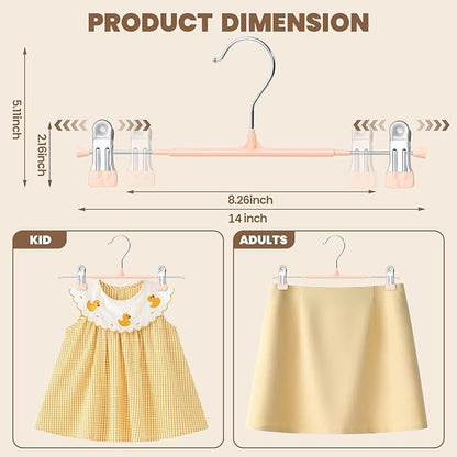 HUADYMEET 30 Pack 14Inch Pants Hangers with Clips,Metal Trouser Hanger for Jeans.Space Saving Skirt Hangers Heavy Duty Non-Slip Adjustable Clothes Shorts Hanger for Women,Men,Coral Pink
