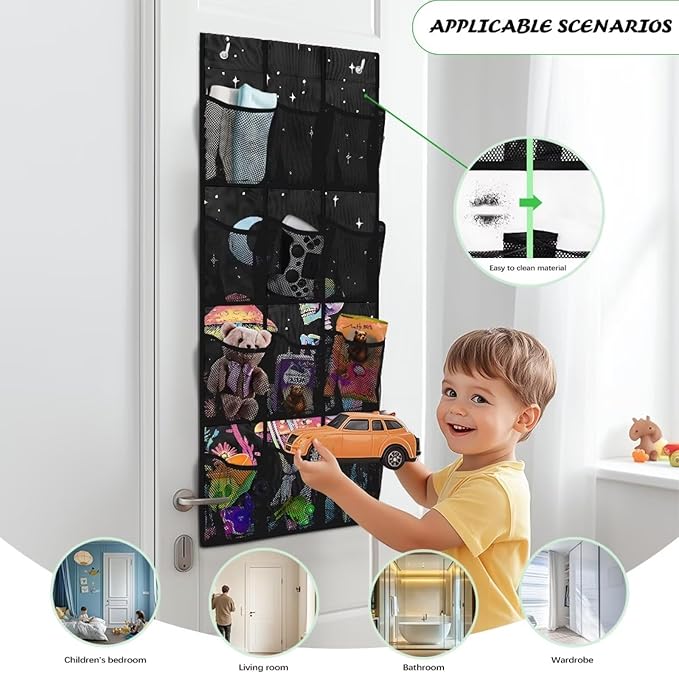 Skeleton Behind Door Shoe Organizer 12 Pockets Wall Hanging Storage for School Moon Over The Door Closet Organizer Mushroom Multi-Pocket Organizer