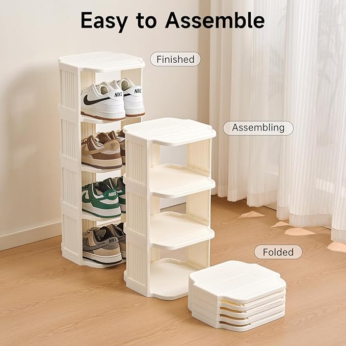 UFORU Vertical Shoe Rack, 9-Tier Plastic Stackable Storage Shelf for Small Closets and Narrow Spaces, Compact Free Standing Shoe Racks for Entryway Bedroom Dormitory