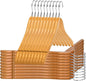 Quality Hangers Semi Curved Wooden Suit Hangers, 80-Pack Smooth Finish Solid Wood Coat Hanger with Swivel Hook, Jacket, Pant, Dress Clothes Hangers (Natural - Chrome Hook)