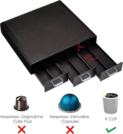 Amazon Basics K-Cup Compatible Coffee Pod Storage Drawer, 3 Easy-Open Drawers, 36 Pod Capacity, Black (Pack of 6)
