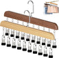Closet Organizer with 10 Clips, Space Saving Hanging Closet Organizer, Space-Saving Closet Organizers and Storage with Sturdy Steel Non-Slip Clips (1, Natural Wood+Vintage)
