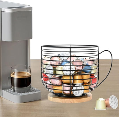 Large Capacity Coffee Pod K Cup Holders - Storage Organizer - Black Wire Rack - Coffee Bar Accessories