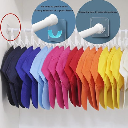 Hat Racks Organizer For Baseball Caps Hat Hangers For Closet With 12 Clips And 8 Hooks Hat Holder Hat Storage With Spring Telescopic Rod (11.8-18.9inch)