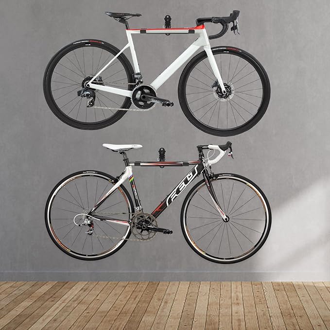 Bike Wall Mount,Horizontal Bicycle Indoor Storage Rack Foldable and Extendable Garage Bike Hanger for Road, Mountain and Hybrid Bikes