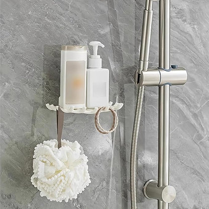 Soap Holder Soap Dish with Hooks Razor Holder Adhesive Bar Soap Holder No Drilling Soap Saver Tray for Shower Wall Bathroom Organizer Shower Rack Bathtub Sink (White+White)