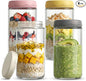 24 OZ Overnight Oats Jars with Lids 4 Pack, Glass Meal Prep Containers, Reusable Food Storage Jars, Airtight Mason Jars for Breakfast, Yogurt Parfait, Salad, Smoothies(4-2)