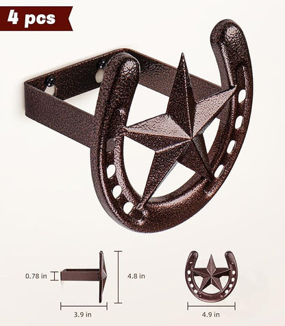 Cowboy Hat Hanger Wall Mount, 4 Pack Cowboy Hat Rack, Metal Horseshoe Hook, Horseshoe Decor, Western Hat Hook for Wall, Hat Holder for Entryway Closet, Bridle Hook for Tack Room, Horse Supplies