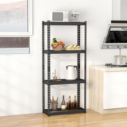 Goplus 4-Tier Metal Shelving Unit, 4 Pack Heavy Duty Wire Storage Rack with Anti-Slip Foot Pads, Height Adjustable Shelves for Warehouse, Kitchen, Living Room, Garage, 12" D x 27.5" W x 60" H
