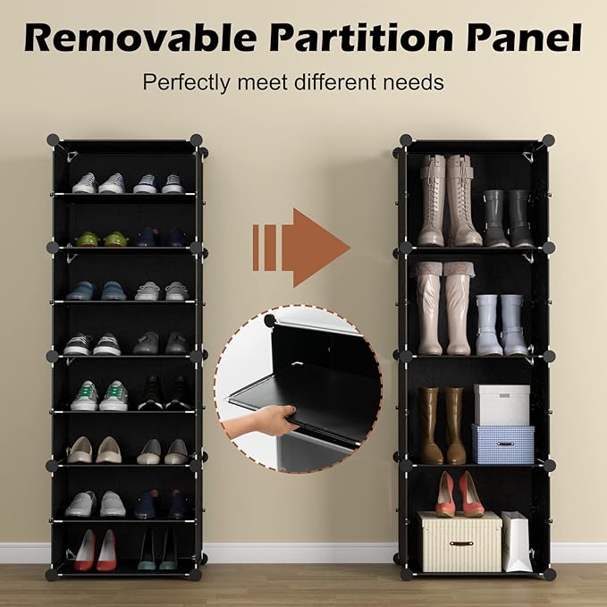 Safstar 48 Pairs 12 Cube Shoe Rack Organizer, Black, Polypropylene