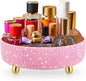 Honeydak Pink Bling Perfume Makeup Organizer Bling Mother's Day Nurses Day Gifts for Women Bathroom Organizers and Storage 360 Rotating Makeup Organizer for Countertop(Resin Stone)