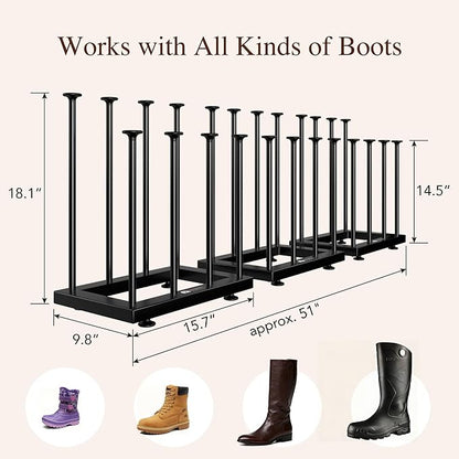 Free Standing Shoe Rack Organizer, Black Metal Tall Boot holder, Space-Saving Shelf Storage, for Closet, Entryway, Garage, Bedroom, Outdoor, Apartment, Front Door, Entrance, Fits 12 Pairs