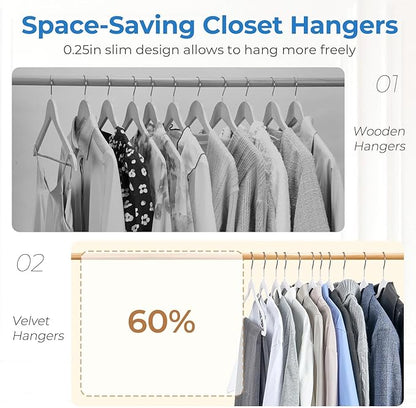 Smartor White Velvet Hangers 50 Pack, Non Slip Clothes Hangers with Shoulder Notches, Premium Slim Space Saving Felt Hanger for Closet Organizers and Storage, Heavy Duty Hanger for Coat