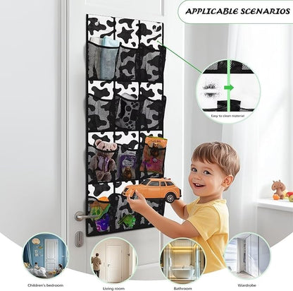 Cowhide Over The Door Shoe Organizer 12 Pockets Wall Hanging Storage Space Saving Over The Door Closet Organizer Large Capacity Shoe Holder Hanger for School