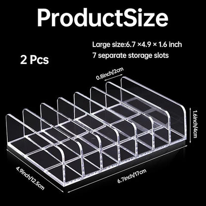 2Pcs Makeup Pallet Organizer,Acrylic Eyeshadow Palette Makeup Organizer,Clear Eyeshadow Palette Cosmetic Organizer,7 Sections Palette Organizer Makeup Holder for Bathroom Countertop Wallets Sunglasses