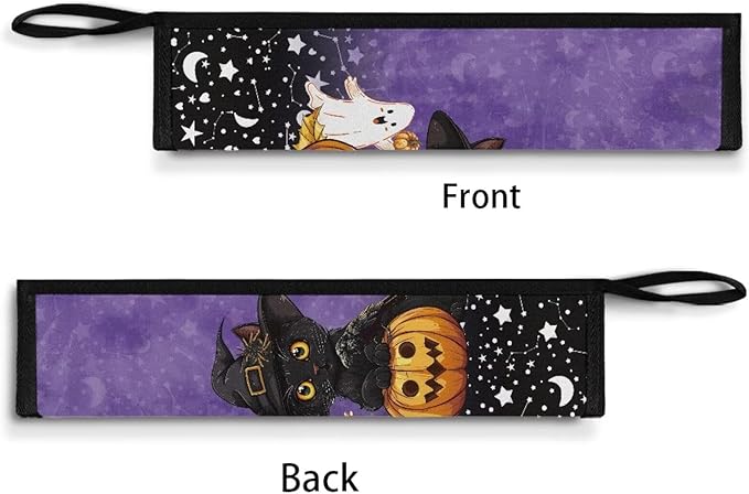 COEQINE 11.8 x 2.7 inch Halloween Utensil Case Holder for Portable Lightwieght Leafproof Travel Accessories Case Black Cats Pumpkin Themes Fork Spoon Knife