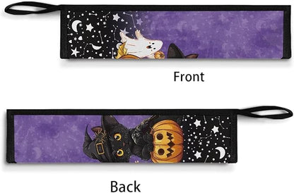 COEQINE 11.8 x 2.7 inch Halloween Utensil Case Holder for Portable Lightwieght Leafproof Travel Accessories Case Black Cats Pumpkin Themes Fork Spoon Knife