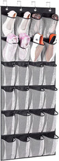 Shoe Rack For Closet Front Door Entrance Entryway Cabinet Hanging Organizer,Shoe Organizers Over The Door Bedroom Bathroom Space Saving Portable Clear 28 Pocket Mesh Breathable Hanger(Black White)