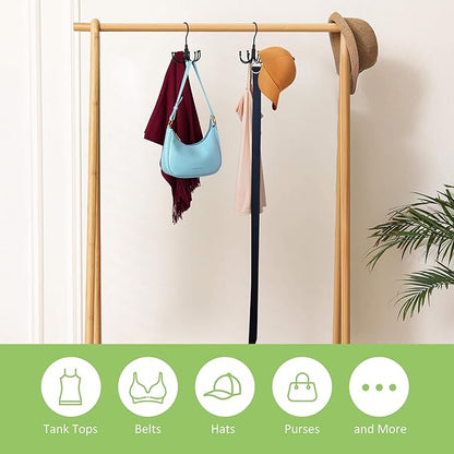 Belt Hanger, 2 Pack Rotatable Belt Organizer Rack for Closet Sturdy Max 48 Belts Storage with 16 Hooks, Hanging Space Saving Closet Organizers for Belts Holder, Black