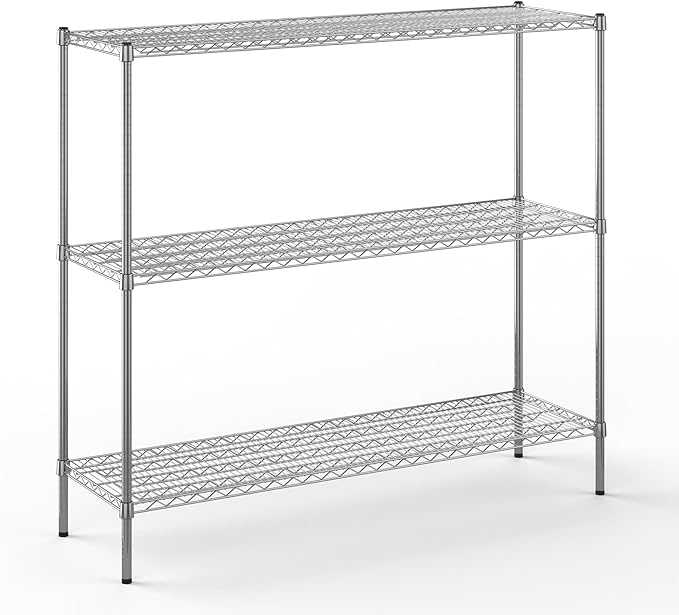 18" Deep x 60" Wide x 54" Height Wire Shelving Kit | 3-Tier | NSF Commercial Storage Rack Unit