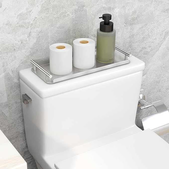 FEILERN Toilet Paper Basket,Toilet Paper Storage for Toilet Tank, Bathroom, Kitchen Counter (Silver)