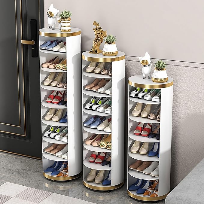 360-degree Rotating Shoe Cabinet, Shoe Rack For Entryway Shoe Storage Cabinet, Free Standing Metal Revolving Stand, Vertical Shoe Rack For Small Spaces Storage Simple And Modern ( Size : 32*90cm/12.6*