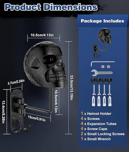 Motorcycle Helmet Holder (2 Pack) Wall Mount, Helmet Hanger 180° Rotation Helmet Rack with Double Hook for Football Helmet, Bicycle Helmet, Hat, Cap, Sportswear, Motorcycle Accessories