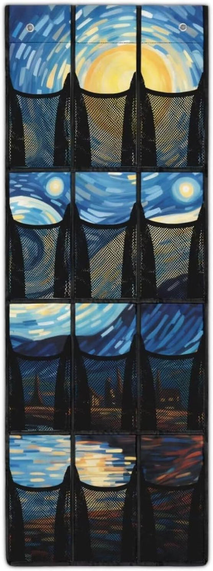 Generic Starry Night Over Door Storage Organizer Wear-Resistant Over The Door Storage Organizer Laundry Space Saving Hanging Closet Organizer for Small Apartments College Dorm