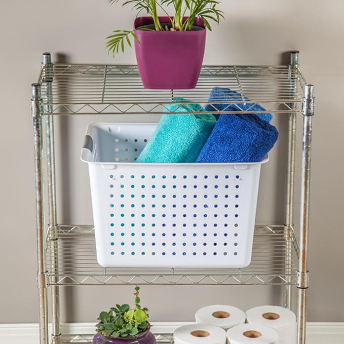 Sterilite 6-Pack Deep Ultra Basket, Open Top Plastic Storage Organizer, White - Classic Baskets for Organizing Countertops, Pantry Shelves, Kitchen Cabinets, Laundry Rooms or Home Offices