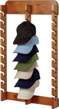 Touch of Class Wooden Ball Cap Display Wall Rack - Windsor Oak - Triple, 30 Slots - Baseball Hat Display - Made of Wood - Class Racks for Hats - Organizer for Bedroom, Living Room, Entryway
