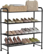 4-Tier Short Metal Shoe Rack,Extra Large Capacity Adjustable Stackable Shoe Organizer Shelf for Closet Entryway, Bedroom,Living Room, Floor,Hallway Shoe Shelf,Black 28" W × 32.3" H