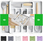 SpaceHacks Silverware Organizer，Adjustable & Expandable Utensil Drawer Organizer, BPA Free Utensil Holder, Cutlery Tray for Forks, Spoons, Knives in Kitchen, Medium, White
