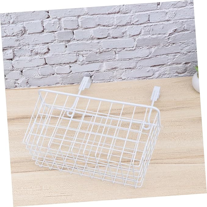 Over Door Hanging Storage Rack White Organizer for Kitchen Bathroom and Office Space Saving Basket for Cabinets Easy to Install Ventilated Design