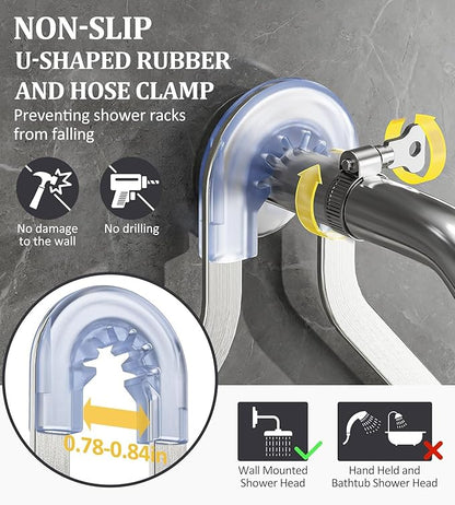 OMAIRA Shower Caddy Hanging with Soap Scrub Holder, Stainless Steel Adjustable No Drilling Non-Slip Large Capacity Sturdy Over Shower Head Shower Organizer Inside Shelves Bathroom Storage Rack, Silver