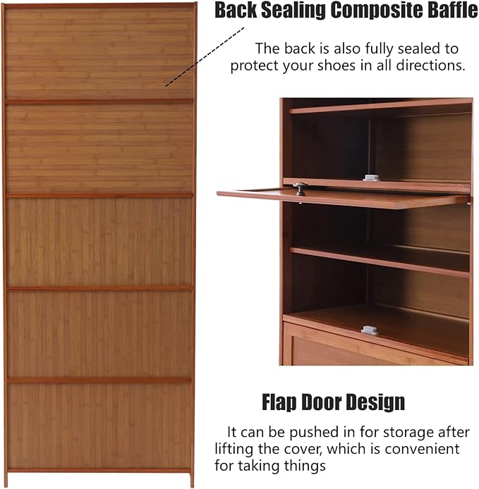 DYRABREST 10-Tier Shoe Organizer Cabinet with Cover Large Capacity Shoe Rack Tiered Storage with Sophisticated Handle and Extra Storage Platform for Home (10-Tier 23.62Inch/60Cm)