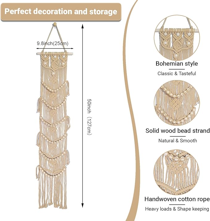 Halidali Hat Organizer for Baseball Caps, Hat Racks Cotton Rope Weaving Cap Stand, Handmade Macrame Hanging Hat Display Holder for Door Storage, Closet, Bedroom (Linen, Set of 2)