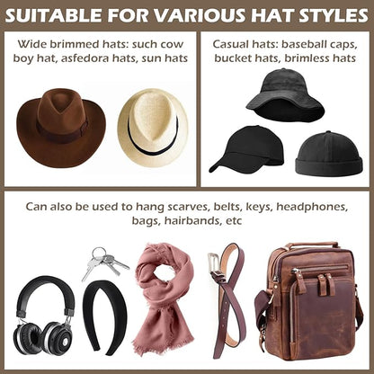 Cowboy Hat Holder, 4 Pcs 3.5Inch for Wall Adhesive, Metal Cowboy Hat Hanger with Screw, Cap Rack, Organizer for Sun Hats, Wide Brim Hat, Western Rustic Hat, Hat Display Wall Mount