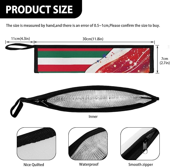 COEQINE American Flag Themes Utensil Holder Case Fork Spoon Knife Organizer Pouch With Handles, Mexico Independence Day Decoration, Fashion Silverware Bags With Handles for Work Travel