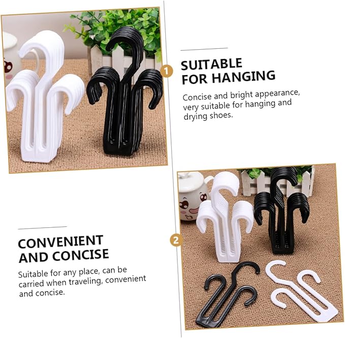 Cabilock 12Pcs Sturdy Plastic Shoes Hanging Hooks Multi Functional Shoe Organizer for Convenient Drying Portable Shoe Rack Hanger for Home Travel Storage Compact Design