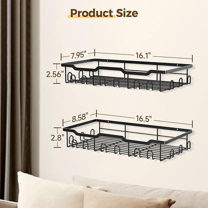 Nicetree Hat Rack for Wall - 2 Pack Metal Hat Organizer for Baseball Caps - Heavy Duty Wall Mounted Baseball Cap Organizer and Hat Storage for Closet Wall or Bedroom - Holds 48 Caps,Black