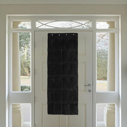 The Door Hanging Shoe Organizer Bag with 24 Mesh Pockets, Black Breathable Mesh Storage Rack for Closet, Wardrobe Organizer Suitable for Home and Apartment Door Storage