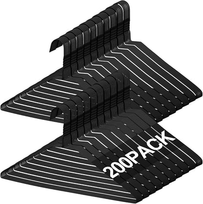 Yuntau 200 Pcs Wire Hangers Bulk 17.7" Dry Cleaner Hangers, Suit Holders for Home Caped Clothing (Black)
