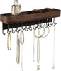 J JACKCUBE DESIGN Necklace Holder Wall Mounted Jewelry Organizer for Bracelet, Earrings and Rings with 25 Hooks - Room Decor Bedroom Boho Shelf Rack (Brown) - MK124A