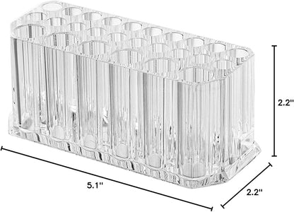 Foraineam 3 Pack Acrylic Eyeliner Lip Liner Holder Organizer, 26 Slots Makeup Brush Pencil Organization Container, Clear Cosmetic Storage Display Holder