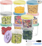 Yomarket 12pcs 16 oz Plastic Deli Containers with Screw Lids, Small Freezer Container Reusable 2 Cup Food Storage Container with Pen & Brush for Snack Salad Fruit, Microwave & Dishwasher Safe BPA Free