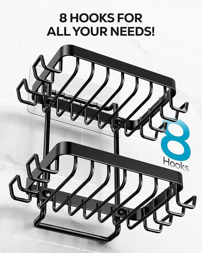 Nieifi Adhesive 2 Tier Bar Soap Holder, Stainless Steel for Shower Wall, Soap Dish for Bathroom, Black